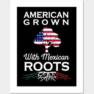 USA Flag American Grown With Mexican Roots Posters and Art